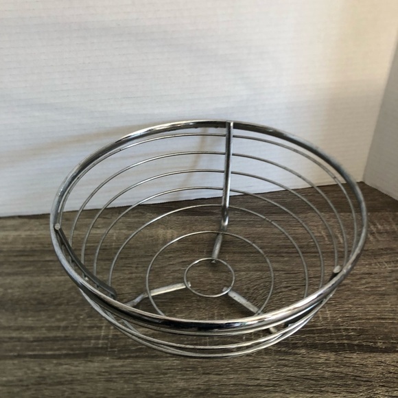 Vtg MCM Silver Metal Fruit Basket Bowl - Picture 1 of 12